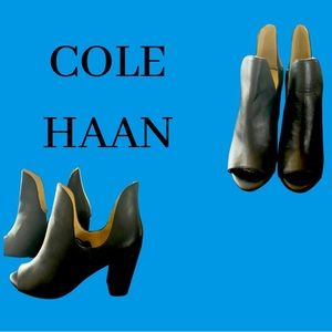 Cole Haan Black Open Toe Ankle Booties